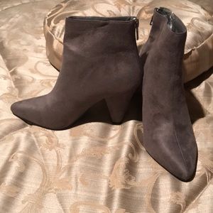 Grey heeled booties